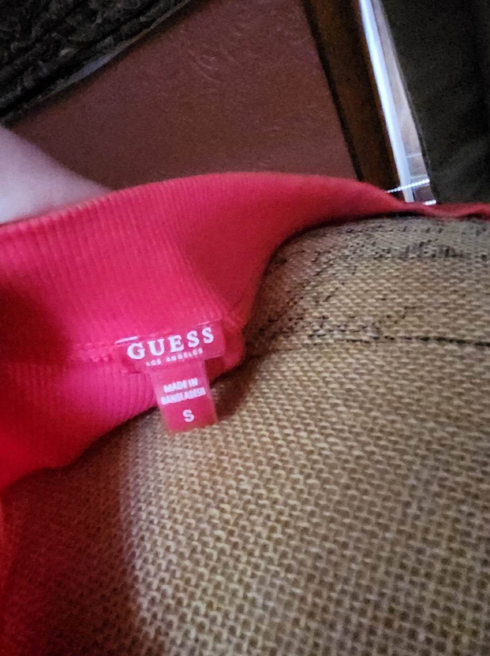GUESS Off-Shoulder Red Women's Zip-Front Top - Picture 5 of 7